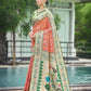 Vishnu Weaves Women's Orange Paithani Patola Silk Zari Woven Saree with Unstitched Blouse - Swadesiicart