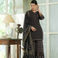 Juniper Black Georgette Festive Floral Print Straight Tunic-Sharara For Women | Swadesiicart