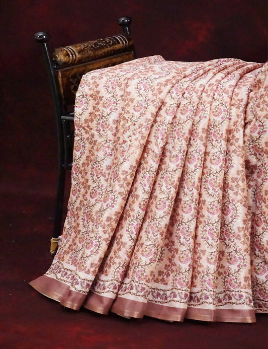 Choco Brown Netted Linen Saree By Gayathri Reddy Designer Studio | Swadesiicart