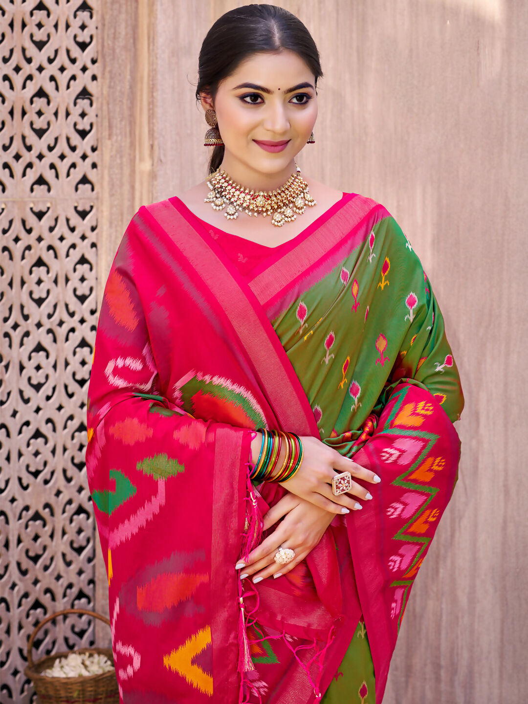 Shree Shyam Fashion Mehandi Pochampally Silk Saree
