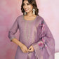 Ethnic Festive Wear Viscose Chanderi Purple Stitched Suit With Dupatta - Tanisha | Swadesiicart