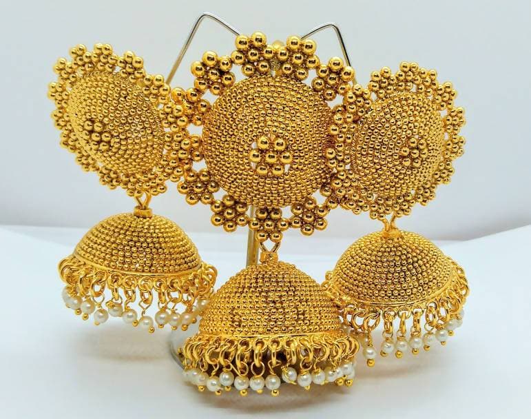 Gold Finish Jhumka Pendant Set | Swadesiicart