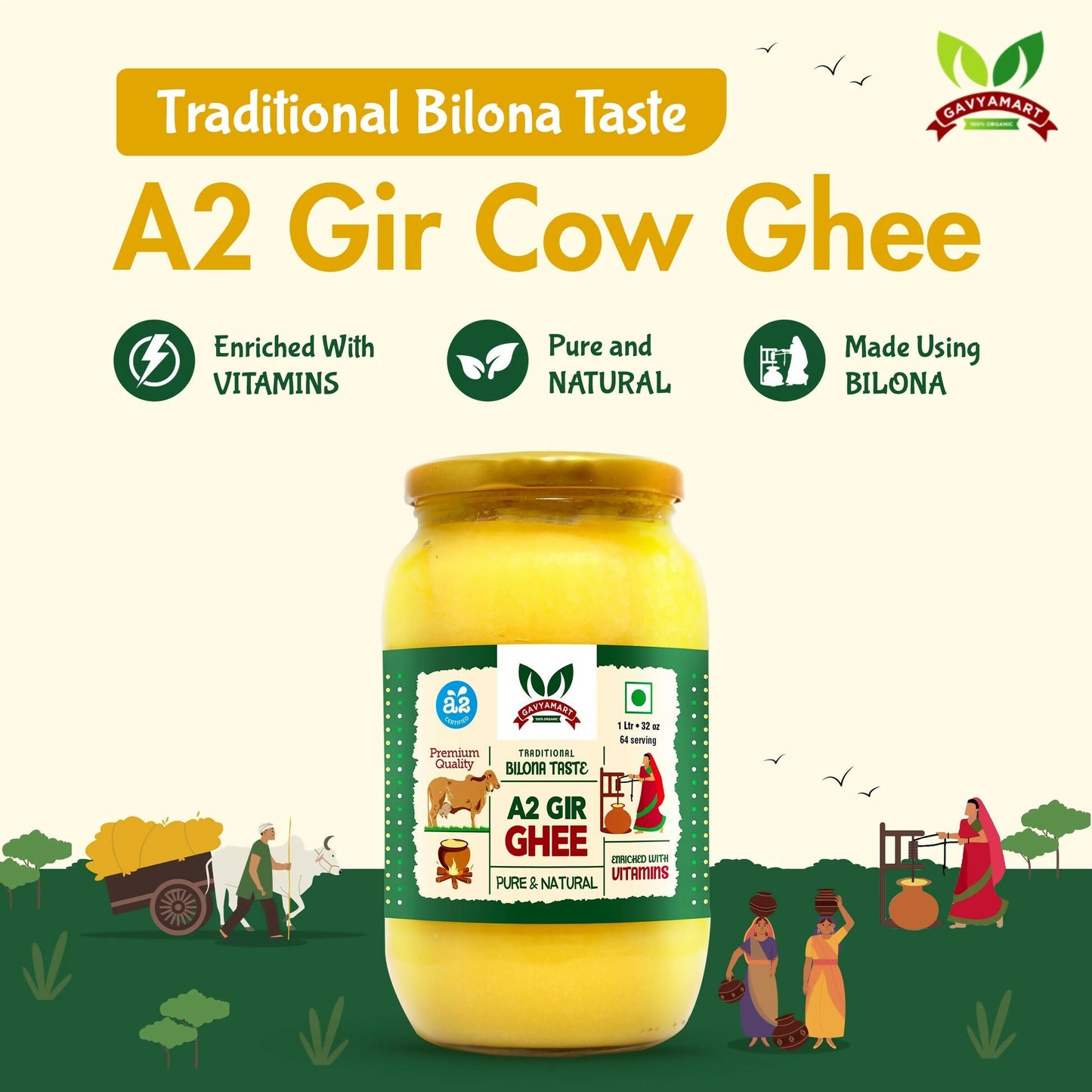 Gavyamart A2 Gir Cow Ghee - Swadesiicart