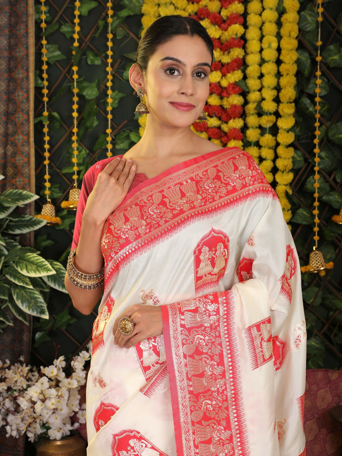 Shree Shyam Fashion Silk White Saree