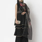 Myshka Women Black Rayon Solid Sleeveless Round Neck Kurta With Sharara & Dupatta Set | Swadesiicart