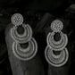 NVR Women Silver Plated Crescent Shaped Drop Earrings | Swadesiicart
