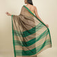 Suta Brown Green Zari Silk Cotton Maheshwari Saree | Swadesiicart