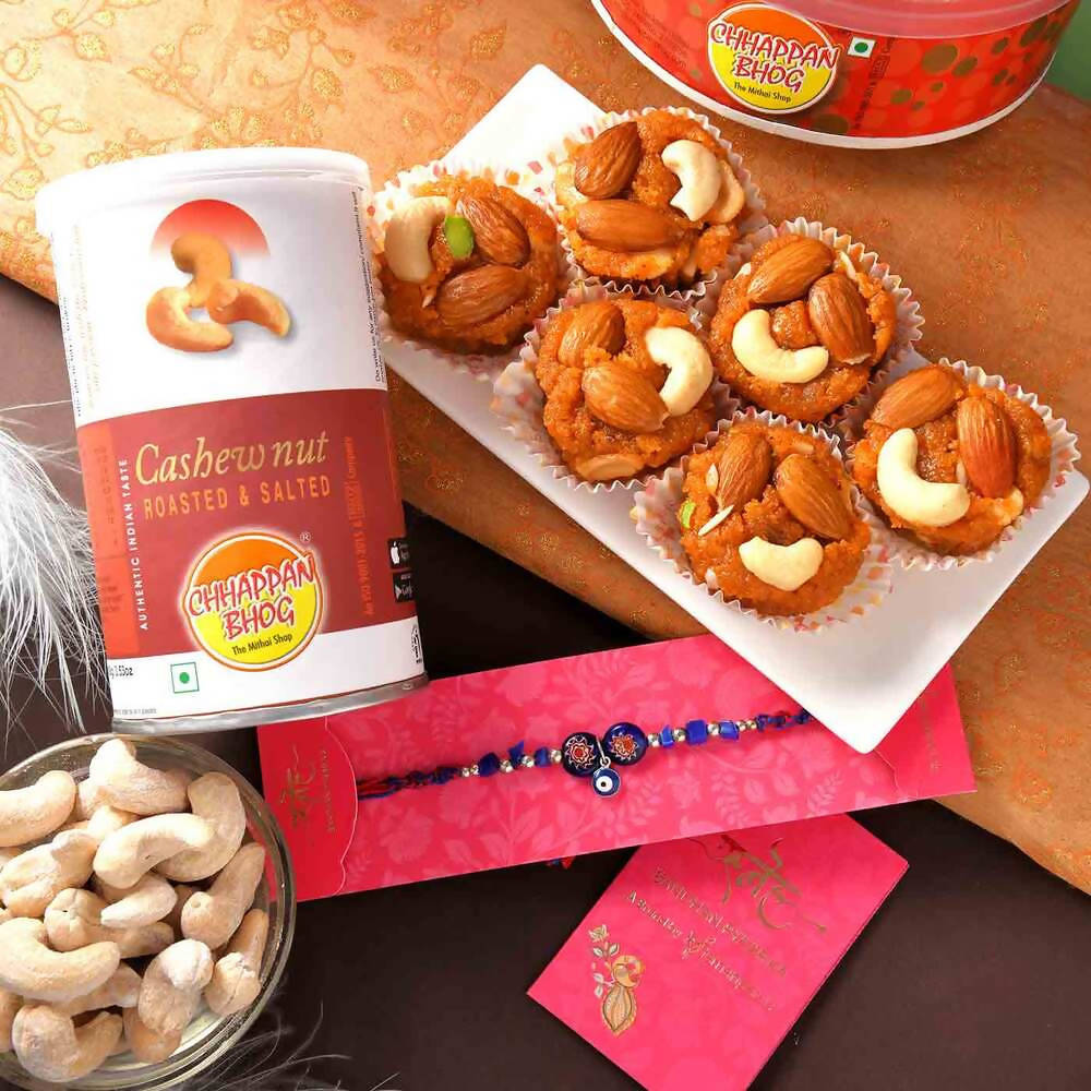 Evil Eye Rakhi With Laddu & Cashew Nuts Combo | Swadesiicart