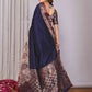 Joban Fashion Navy Blue Woven Banarasi Silk Sarees | Swadesiicart