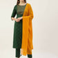FIORRA Women's Green Poly Crepe Straight Kurta Pant With Dupatta - Swadesiicart