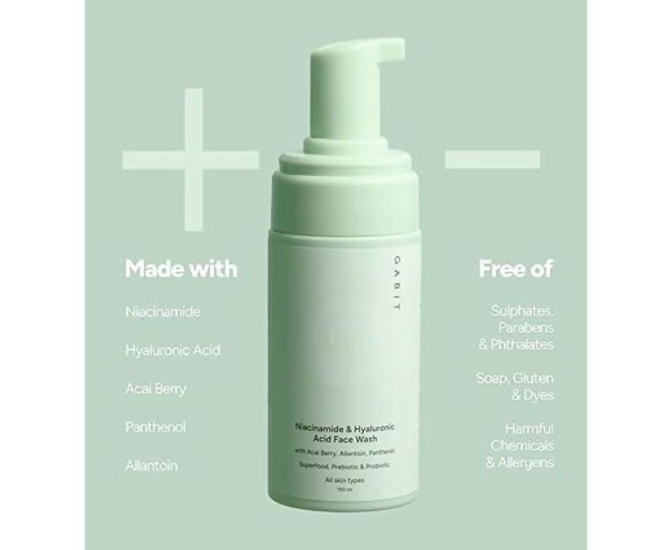 Gabit Niacinamide & Hyaluronic Acid Foaming Face Wash - Swadesiicart