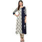 NOZ2TOZ Women's Blue & White Rayon Straight Kurta- (1pc set) - Swadesiicart