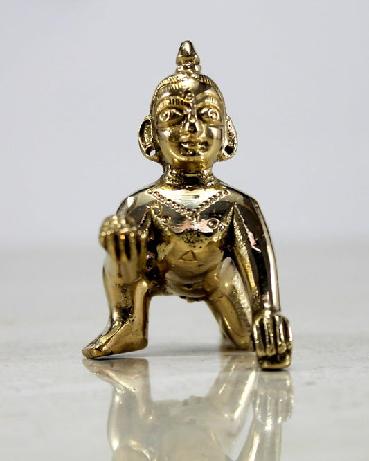 StonKraft Brass Laddoo Gopal Baby Krishna Murti Idol - Swadesiicart
