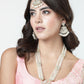 NVR Women's Gold-Polished Kundan-Studded Chandbali Earrings | Swadesiicart
