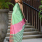 Beatitude Green Cotton Temple Border Handloom Saree