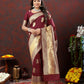 Lorenvalley Fashion Maroon Soft Silk Woven Design Gold Zari Weaving Saree - Swadesiicart