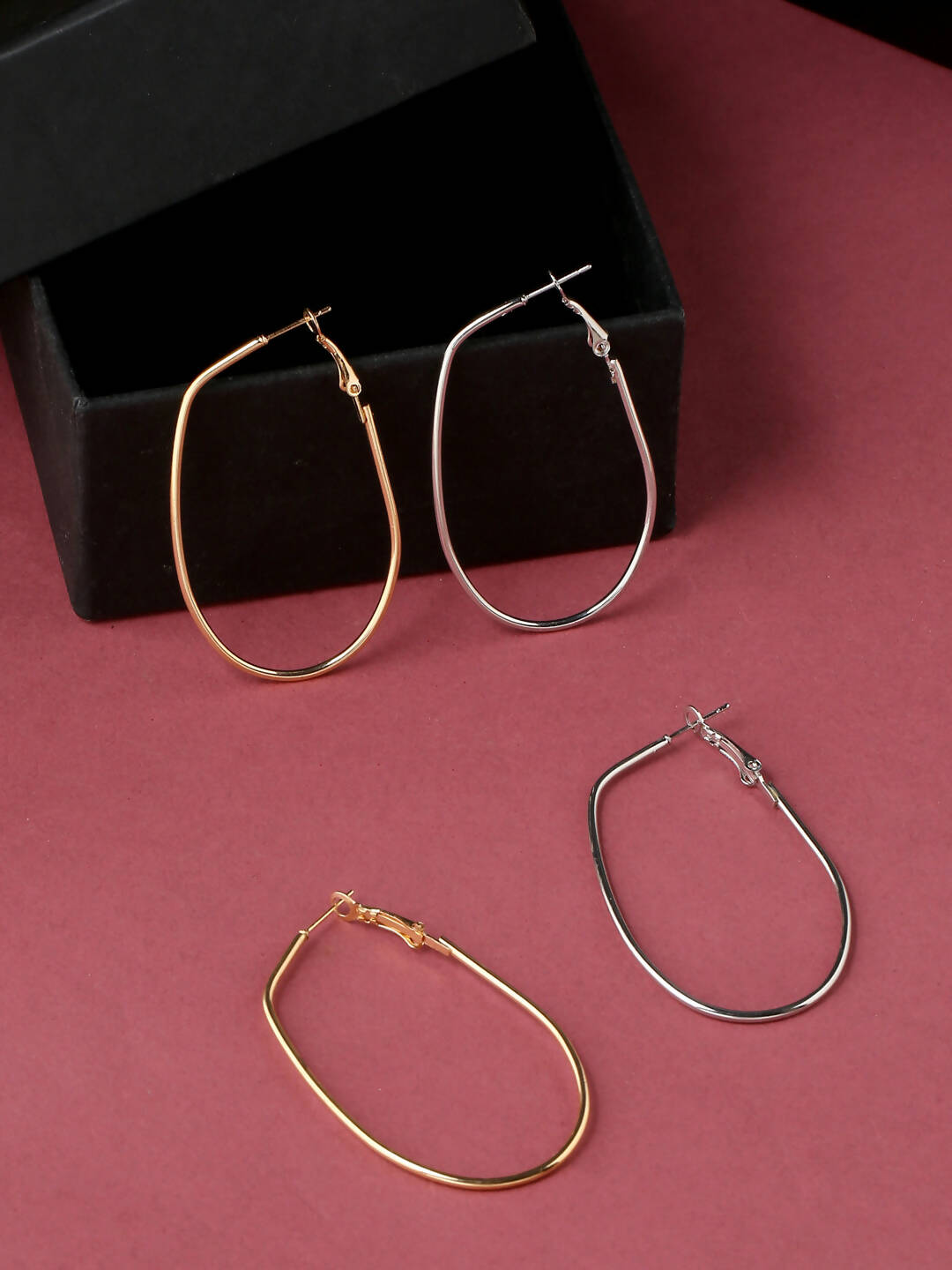 NVR Women Set of 2 Contemporary Hoop Earrings | Swadesiicart