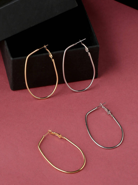 NVR Women Set of 2 Contemporary Hoop Earrings | Swadesiicart