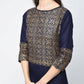 Aniyah Cotton Block Printed Navy Blue Latest Straight Kurta (AN-133K)