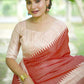 Vishnu Weaves Women's Red Tussar Silk Woven Saree with Blouse - Swadesiicart