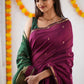 DEIANA'S Beautiful Designer Golden zari Soft Cotton Saree - Wine - Swadesiicart