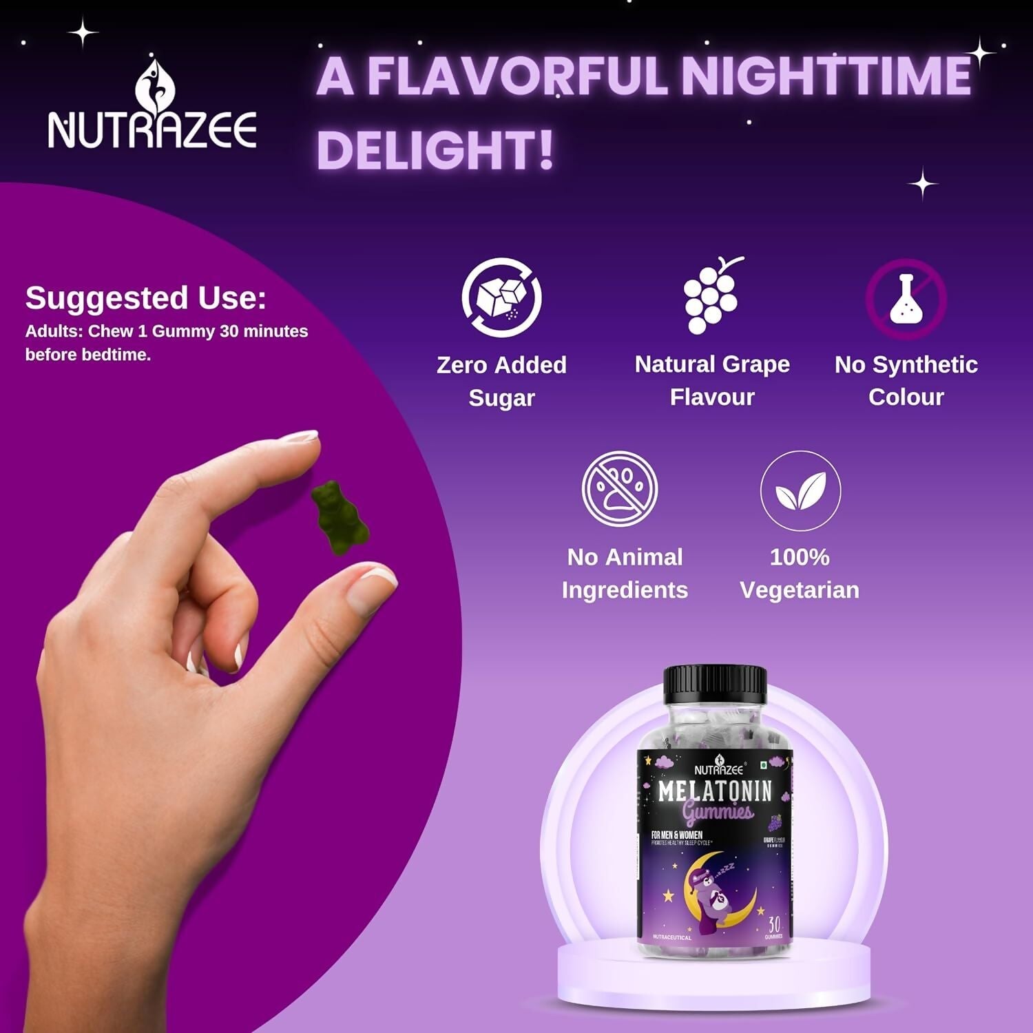 Nutrazee Melatonin Gummies - Swadesiicart