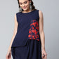 Ahalyaa Women Navy Blue Rayon Printed Tunic | Swadesiicart