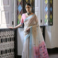 Vishnu Weaves Women's Firozi Muga Cotton Saree with Blouse - Swadesiicart