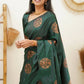 DEIANA'S Beautiful Designer Golden zari Soft Lichi Silk Saree - Green - Swadesiicart
