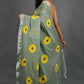 Exclusive Collection Light Pista Pure Cotton Saree With Sunflower Design - Swadesiicart