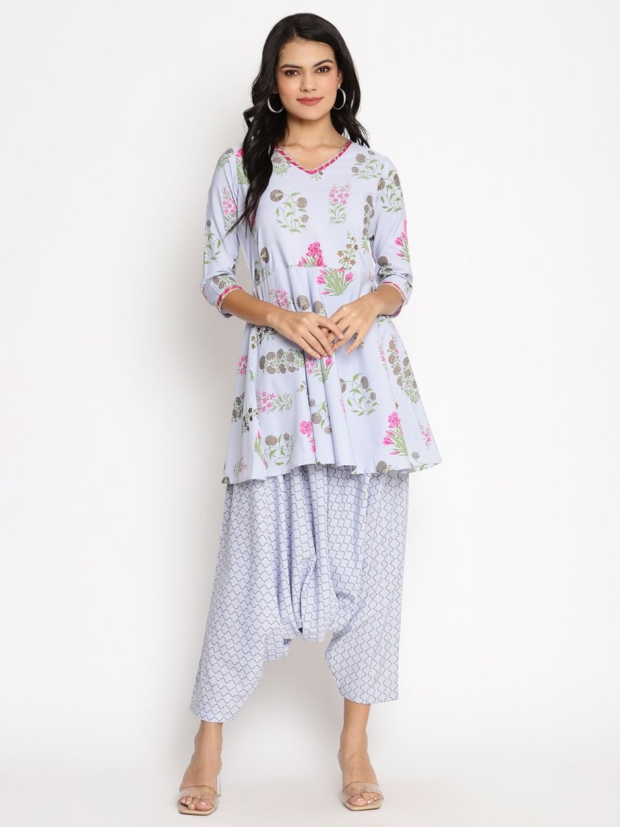 Ahalyaa Crepe Printed Top With Harem Pant | Swadesiicart