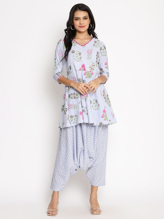 Ahalyaa Crepe Printed Top With Harem Pant | Swadesiicart