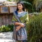 Vishnu Weaves Women's Mahendi Tussar Silk Zari Woven Saree with Blouse - Swadesiicart
