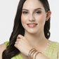 NVR Women's Set of 4 Gold-Polished CZ-Studded Traditional Bangles - Swadesiicart