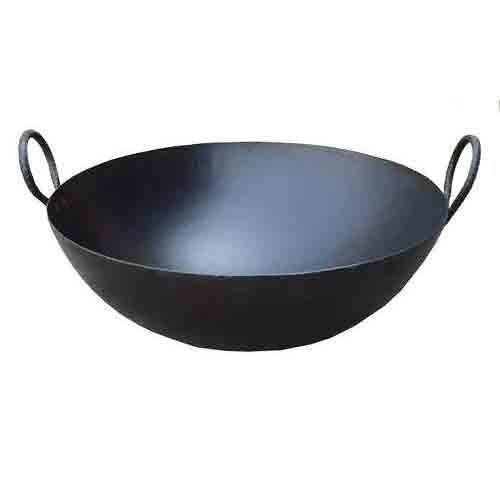 Iron Kadhai with Handle (Black, Medium) - Swadesiicart