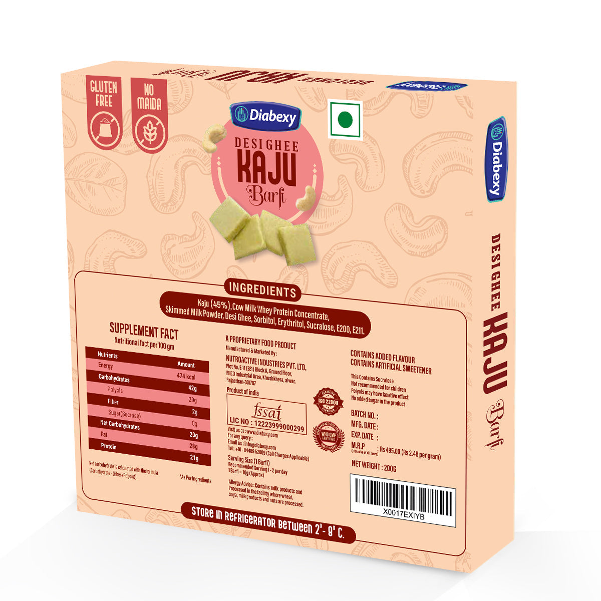 Diabexy Desi Ghee Kaju Barfi | Swadesiicart