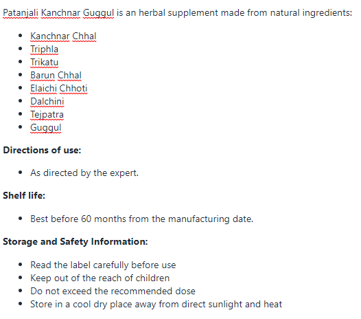 Patanjali Kanchnar Guggul - Swadesiicart