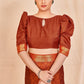 Vamika Orange Designer Cadbury Chiffon Banarasi Lace Saree | Swadesiicart