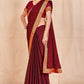 Vamika Maroon Designer Cadbury Chiffon Banarasi Lace Saree | Swadesiicart