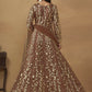 Pant Style Snuff Brown Embroidered Net Wedding Anarkali Suit - Emponline | Swadesiicart
