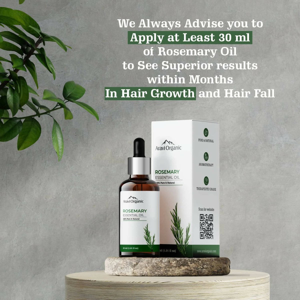 Aravi Organic Rosemary Essential Oil for Hair Growth, Anti Hair Fall | Swadesiicart