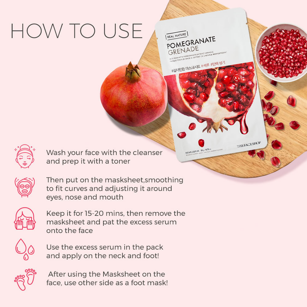 The Face Shop Real Nature Pomegranate Face Mask - Korean Skincare - Swadesiicart