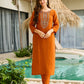 The52 Rust Women's Gorgeous Embroidered work Rayon Fabric Straight Kurta, Pant and Dupatta Set - Swadesiicart