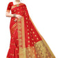 Vamika Banarasi Jacquard Weaving Red Saree | Swadesiicart