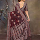 Joban Fashion Wine Woven Jacquard Banarasi Silk Sarees | Swadesiicart