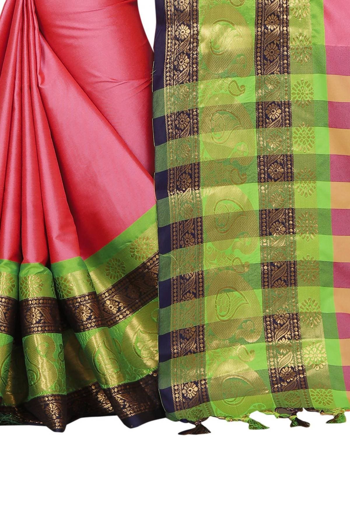 Vamika Banarasi Silk Pink Weaving Saree | Swadesiicart