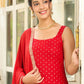 Janasya Maroon Rayon Foil Print Kurta,Bottom & Dupatta | Swadesiicart