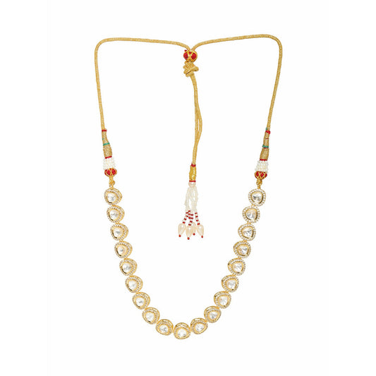 Kundan and Daimond Neckpiece in Brass (Gold) - Ruby Raang | Swadesiicart