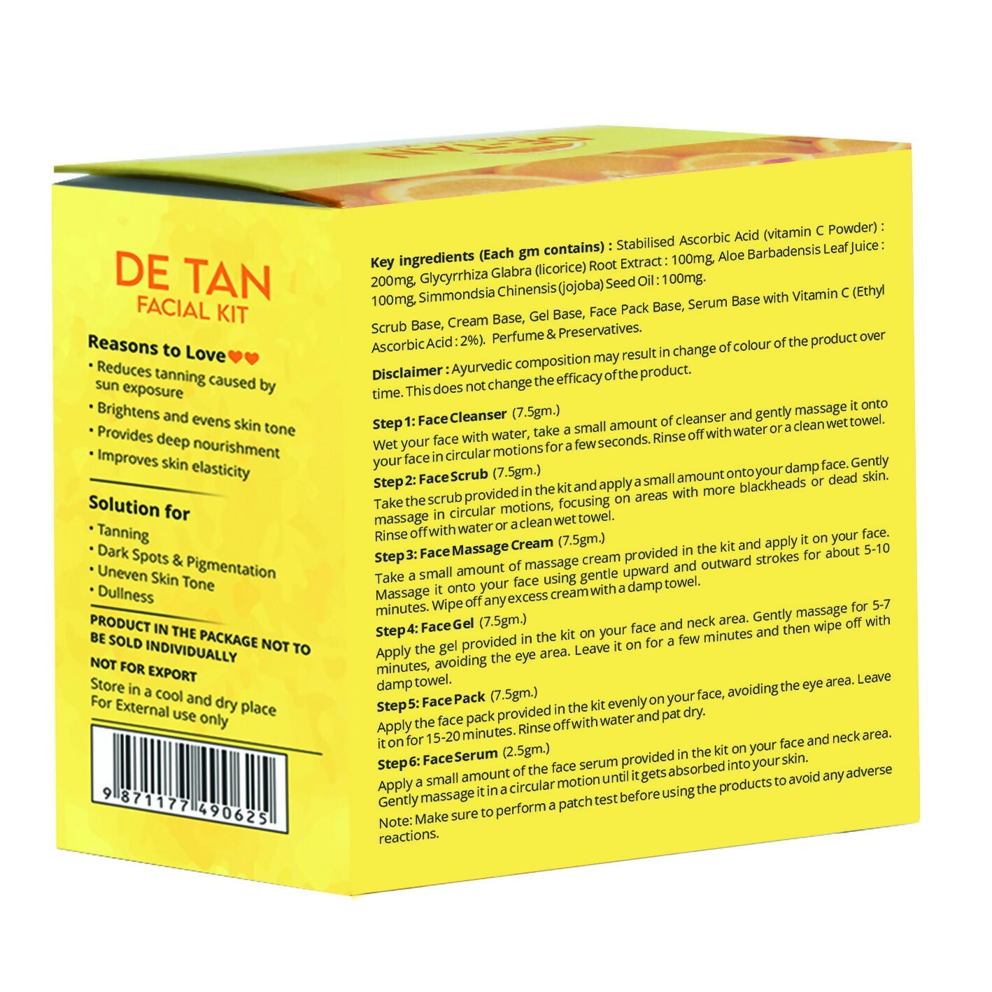 Globus Naturals De-Tan 6 Step Facial Kit | Swadesiicart