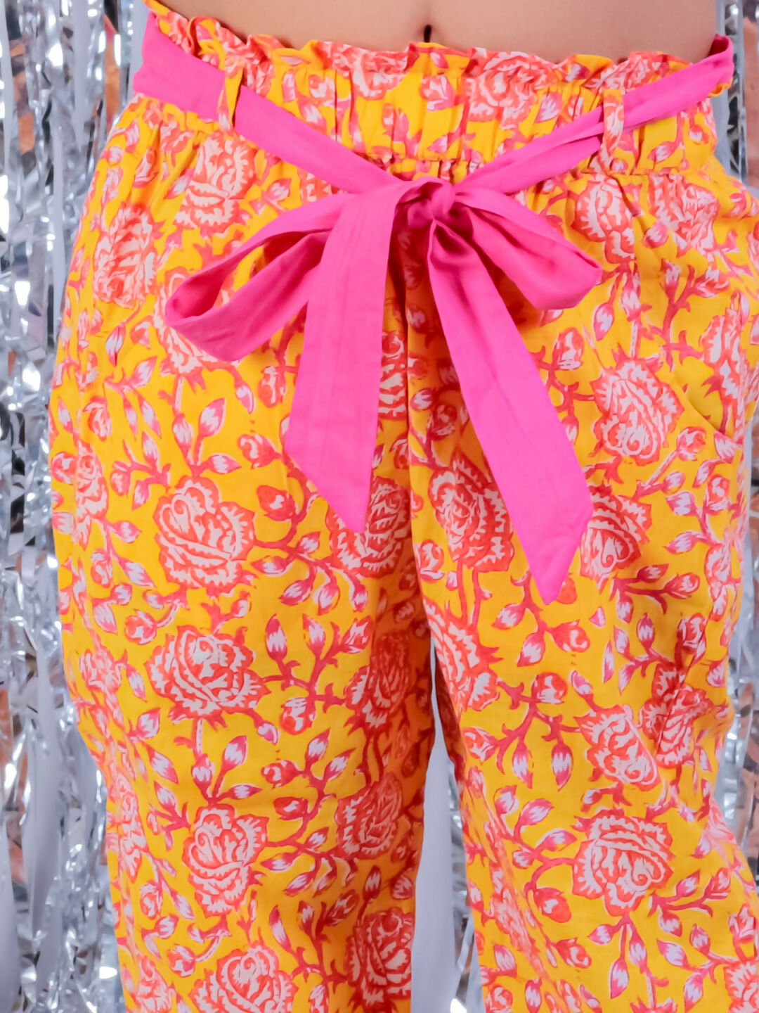 Lil Drama Jaipur Girls Yellow Printed Top with Printed Pant Co-ordinate Set - Swadesiicart